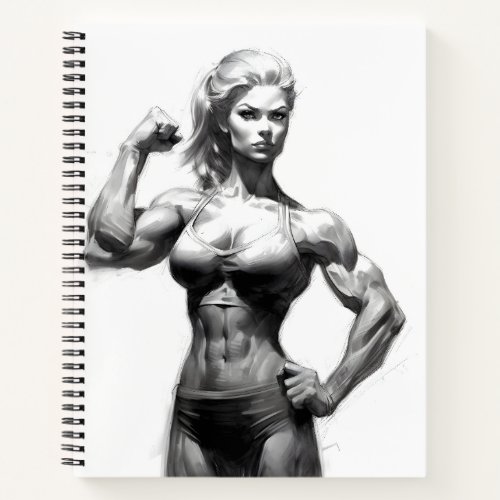 Female Bodybuilder Flexing Her Muscles Figure  Notebook