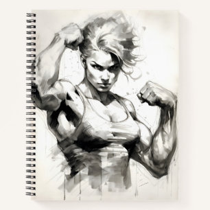Female Bodybuilder Flexing Her Muscles Gym Girl Notebook