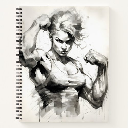 Female Bodybuilder Flexing Her Muscles Gym Girl  Notebook