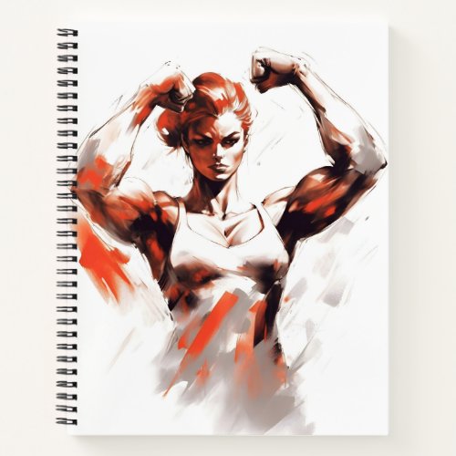 Female Bodybuilder Gym Girl Flexing Her Muscles Notebook