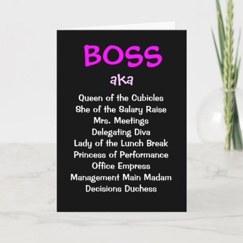 Female Boss Joke Names  Funny Boss Christmas Card
