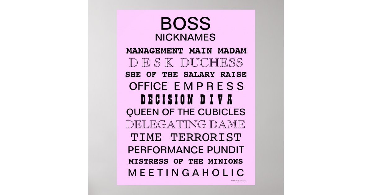  Female Boss Poster Funny Job Names and Titles Zazzle com