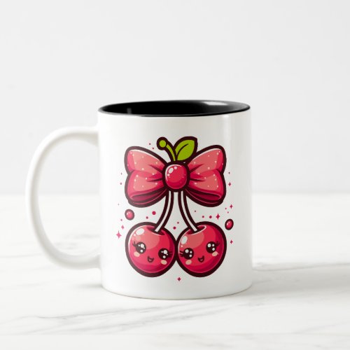 Female Bow Hair cherry Fruit Love ribbon Mug