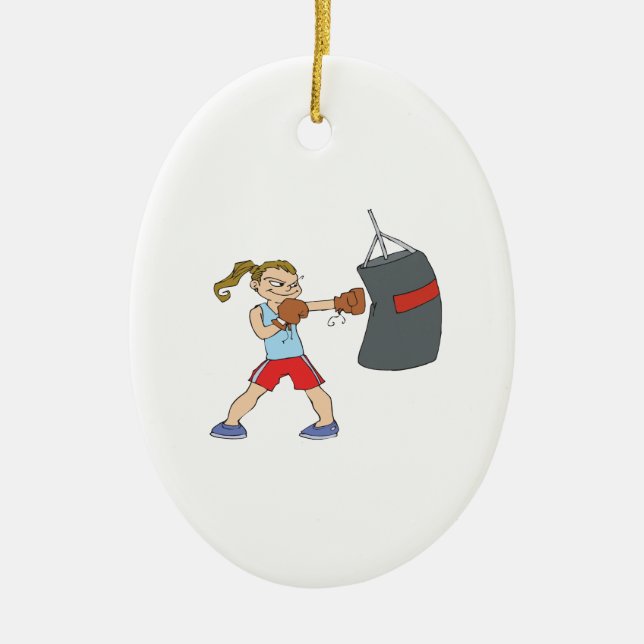 Female Boxer Ceramic Ornament (Front)