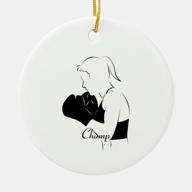 Female Boxer Champ Ceramic Ornament (Front)