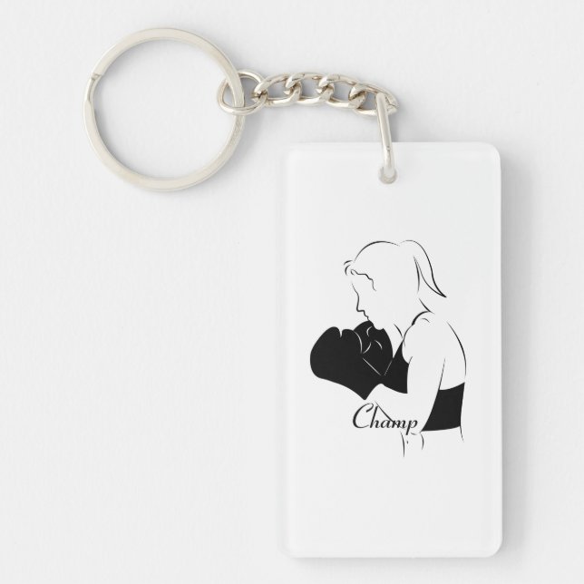 Female Boxer Champ Keychain (Front)