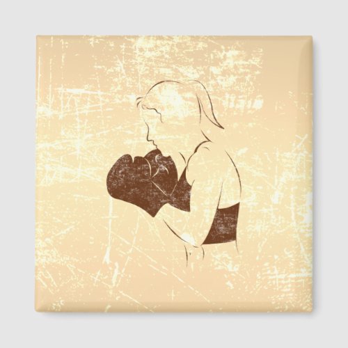 Female Boxer Distressed Look Magnet