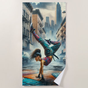 Female Breakdancer NYC – Urban B-Girl Art Beach Towel