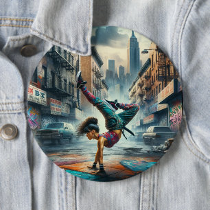 Female Breakdancer NYC – Urban B-Girl Art Button