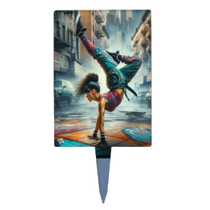 Female Breakdancer NYC – Urban B-Girl Art Cake Topper
