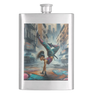 Female Breakdancer NYC – Urban B-Girl Art Flask
