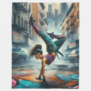 Female Breakdancer NYC – Urban B-Girl Art Fleece Blanket