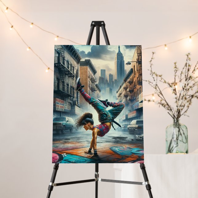 Female Breakdancer NYC – Urban B-Girl Art Foam Board (In Situ (Stand))