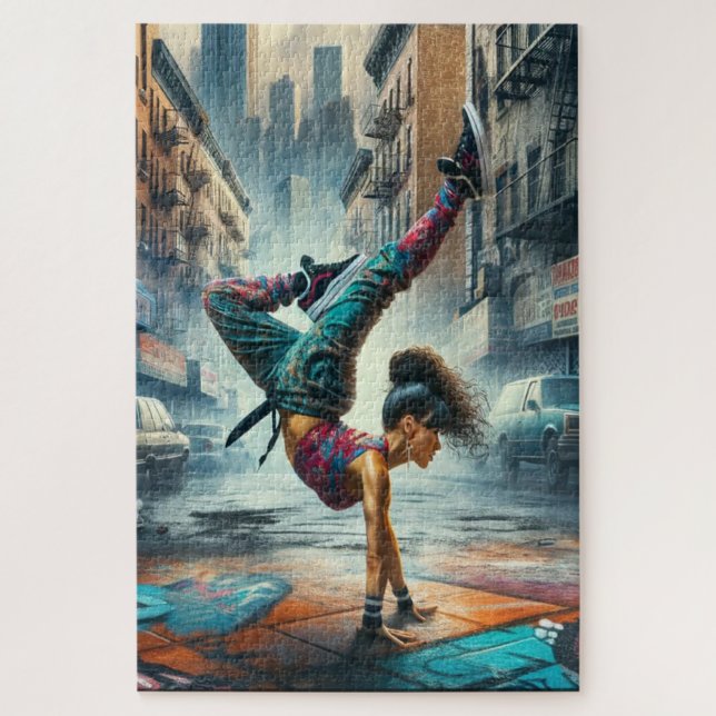 Female Breakdancer NYC – Urban B-Girl Art Jigsaw Puzzle (Vertical)