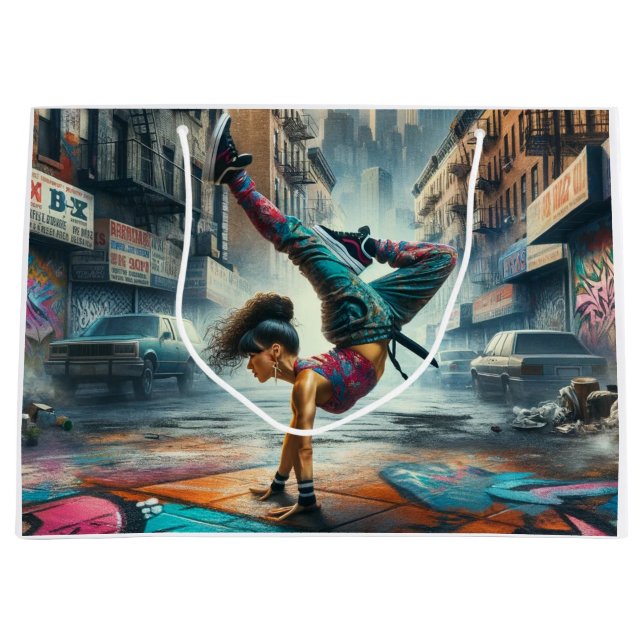 Female Breakdancer NYC – Urban B-Girl Art Large Gift Bag (Front)