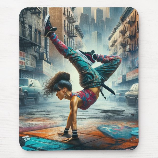 Female Breakdancer NYC – Urban B-Girl Art Mouse Pad (Front)
