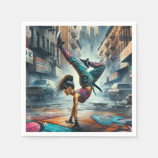 Female Breakdancer NYC – Urban B-Girl Art Napkins (Front)