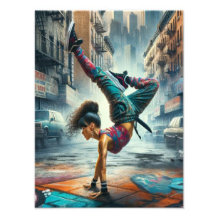 Female Breakdancer NYC – Urban B-Girl Art Photo Print