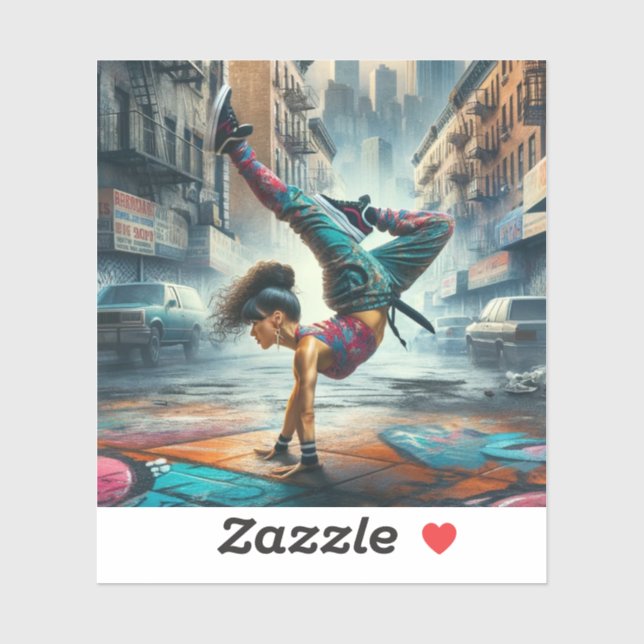 Female Breakdancer NYC – Urban B-Girl Art Sticker (Sheet)