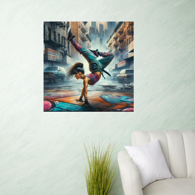 Female Breakdancer NYC – Urban B-Girl Art Wall Decal (Living Room)