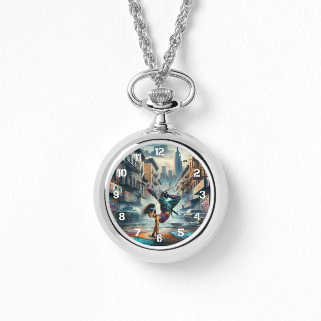 Female Breakdancer NYC – Urban B-Girl Art Watch (Front)