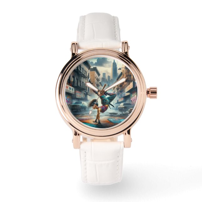 Female Breakdancer NYC – Urban B-Girl Art Watch (Front)