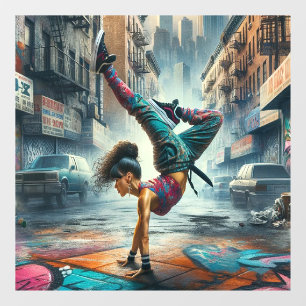 Female Breakdancer NYC – Urban B-Girl Art Window Cling