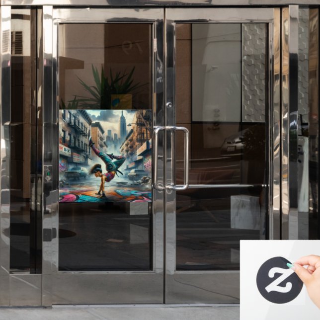 Female Breakdancer NYC – Urban B-Girl Art Window Cling (Office Door)