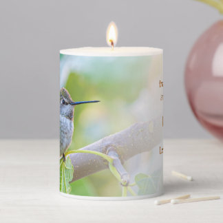 Female Broad-tailed Hummingbird Psalm 70:4 KJV Pillar Candle