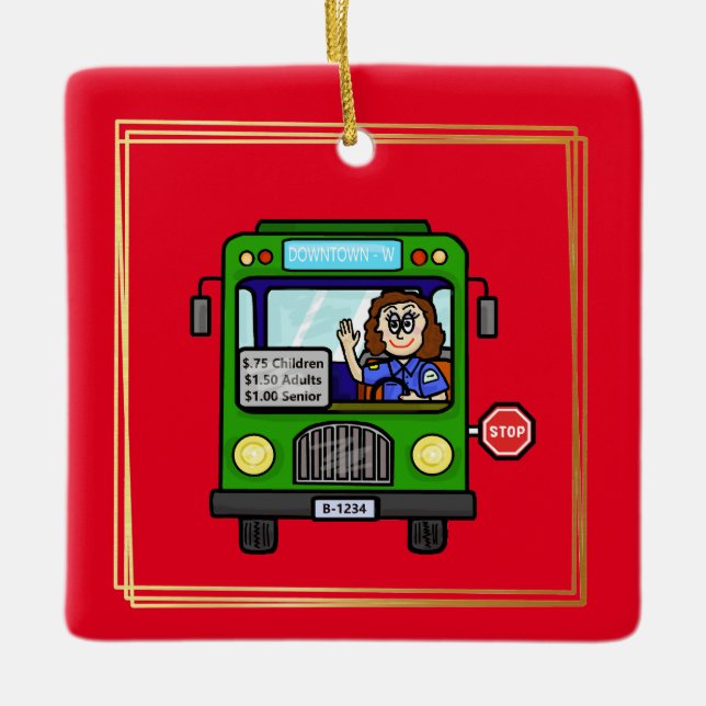 Female Bus Driver Christmas Ornament (Front)