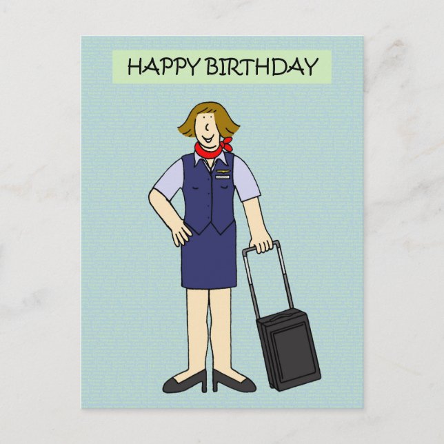 Female Cabin Crew Birthday Postcard (Front)