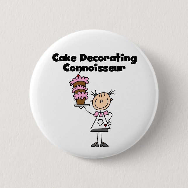Female Cake Decorating Connoisseur Pinback Button (Front)