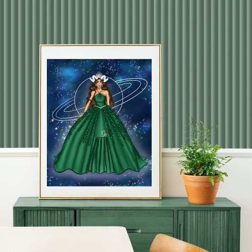 Female Capricorn Goddess  Celestial Galaxy Poster