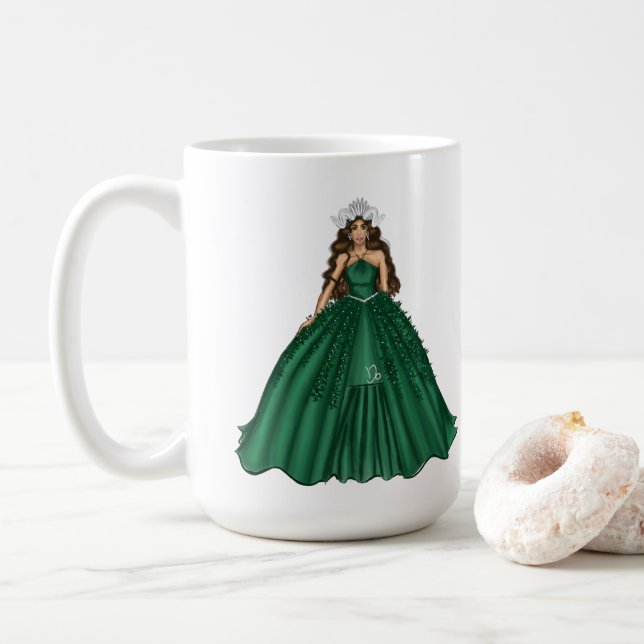 Female Capricorn Goddess Custom Text Coffee Mug (With Donut)