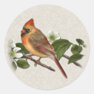 Female Cardinal and Dogwood Sticker