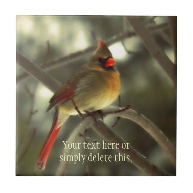 Female Cardinal Ceramic Tile (Front)