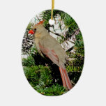 Female Cardinal Christmas Ornament