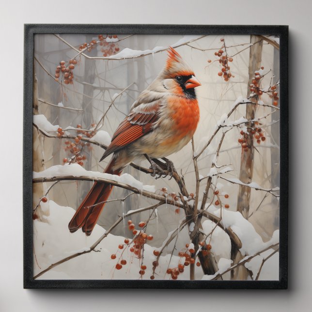 Female Cardinal in Winter Peel And Stick Photo Tile (Front Set)