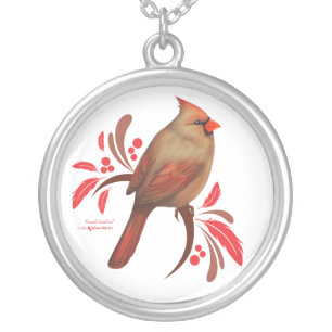 Female Cardinal Silver Plated Necklace