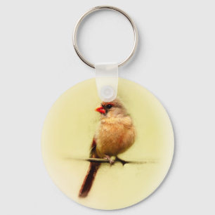 Female Cardinal Songbird Keychain
