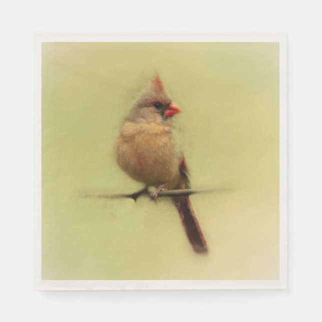 Female Cardinal Songbird Napkins (Front)