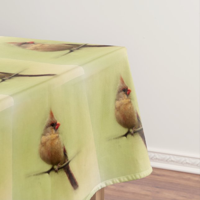 Female Cardinal Songbird Tablecloth (In Situ)