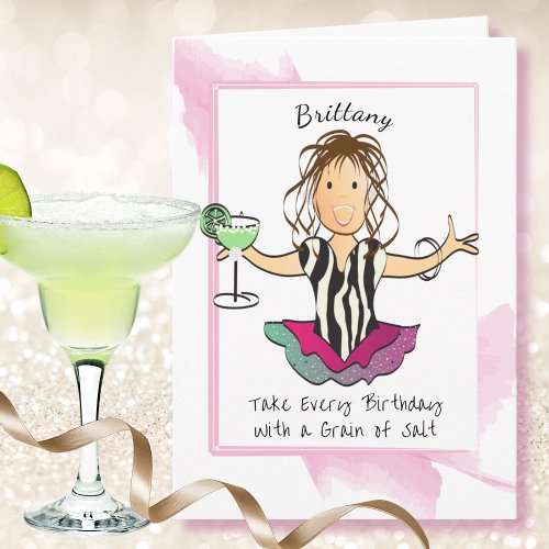 Female Cartoon Funny Saying Margarita Birthday