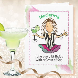 Female Cartoon Margarita Funny Saying Birthday Card