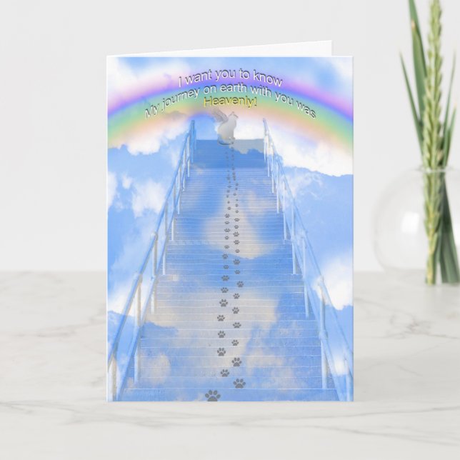 Female Cat Sympathy Card- Stairway to Heaven Holiday Card (Front)