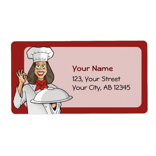 Female Chef Cooking Label (Front)