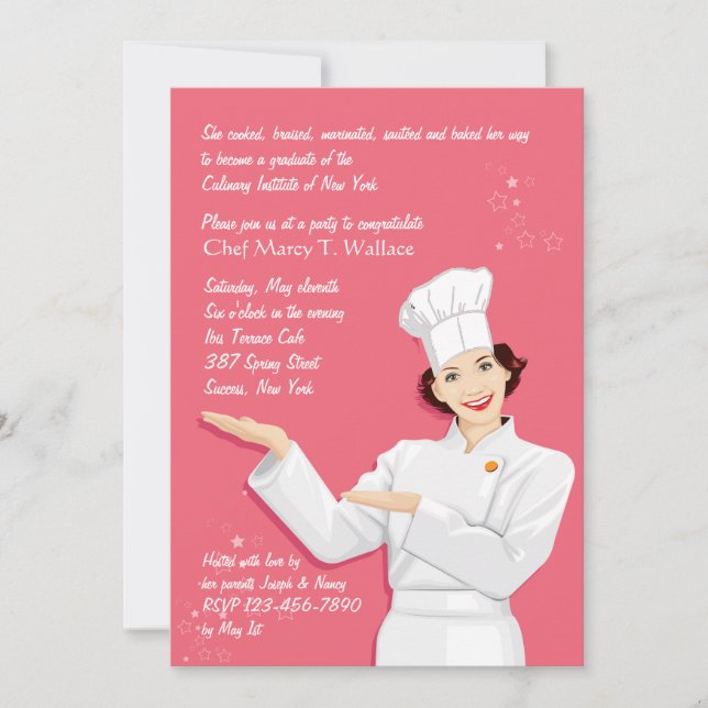 Female Chef Graduation Invitation (Front)
