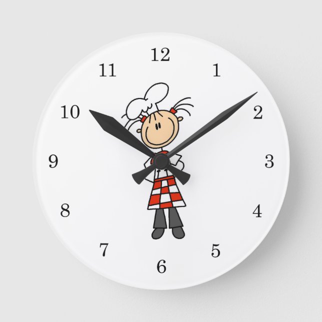 Female Chef Round Clock (Front)