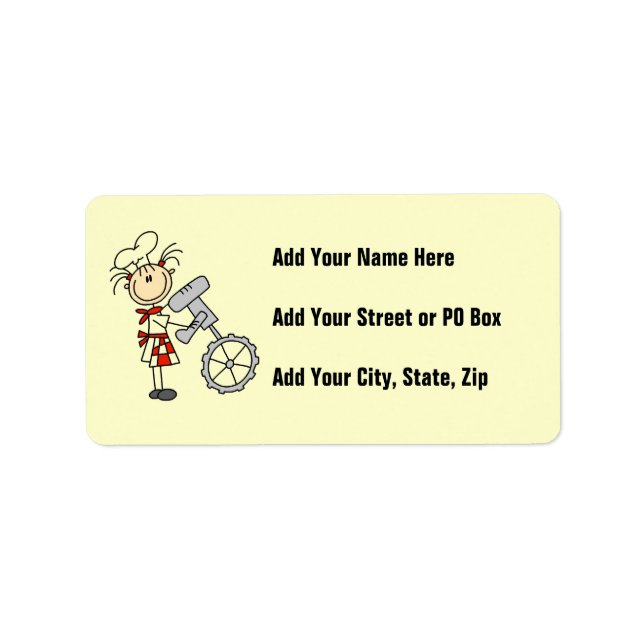 Female Chef Using Mixer Label (Front)