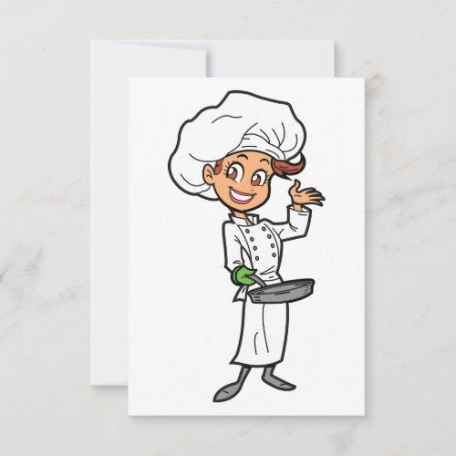 Female Chef With A Frying Pan Invitations